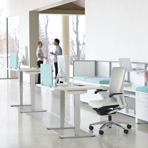 Bureau pour open space - FOLI - GLOBAL totaloffice - contemporain / en bois / à hauteur réglable