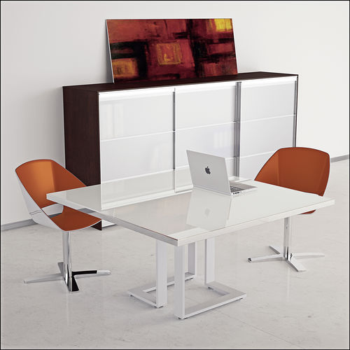 Table de réunion contemporaine - ARCHEMIDE - ALEA - en verre / en cuir / en mélaminé