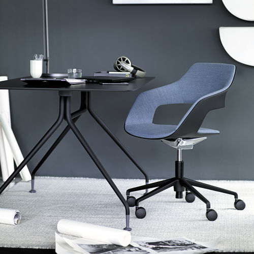 Chaise de travail en tissu - 222 OCCO - Wilkhahn - en métal / en cuir / en feutre