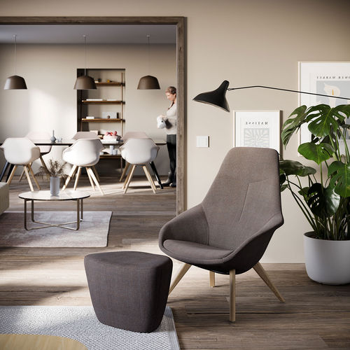 Fauteuil contemporain - 322 YONDA LOUNGE - Wilkhahn - en tissu / en cuir / en matières recyclées