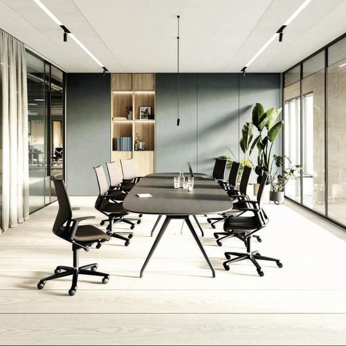 Table de conférence contemporaine - 636 VERSA - Wilkhahn - en bois / avec piètement en aluminium / rectangulaire