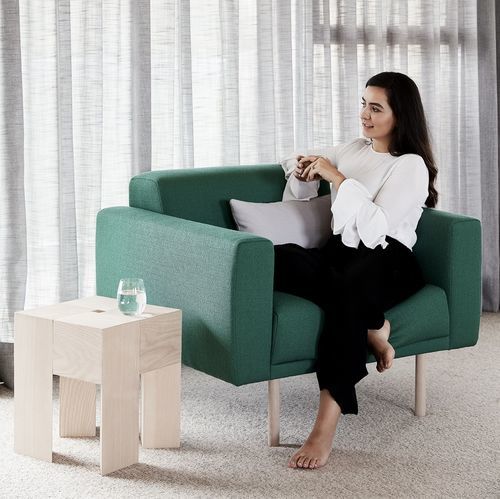 Fauteuil contemporain - Elfin  - schiavello - en tissu / en cuir / en bois