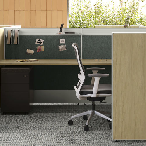 Séparateur de bureau au sol - SYSTEM - schiavello - sur bureau / en tissu / stratifié