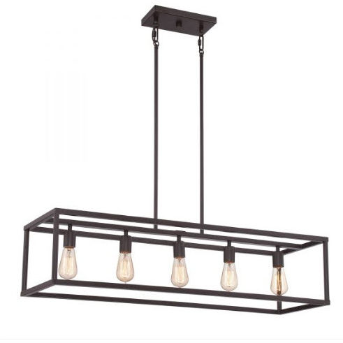 Lustre contemporain - NEW HARBOR - Elstead Lighting Ltd - en métal / en lin / 5 ampoules