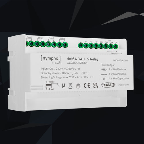 Module de contrôle d'éclairage - SYMPHO 4x16A DALI-2 Relay - Traxon Technologies - sur rail DIN / d'intérieur / résidentiel