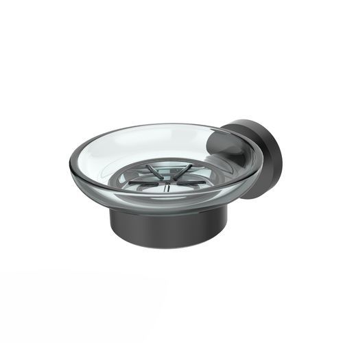 Porte-savon mural - 5485936 - ERLAU - en acier inox / en verre / noir