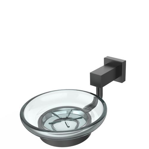 Porte-savon mural - 5487236 - ERLAU - en acier inoxydable / en verre / noir