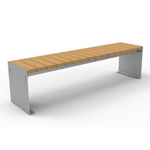 Banc contemporain - Olympia Luna 5501331 - ERLAU - en iroko / en bambou / en acier galvanisé
