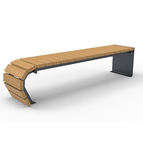 Banc contemporain - Olympia Luna Flow 5510532 - ERLAU - en iroko / en bambou / en acier galvanisé