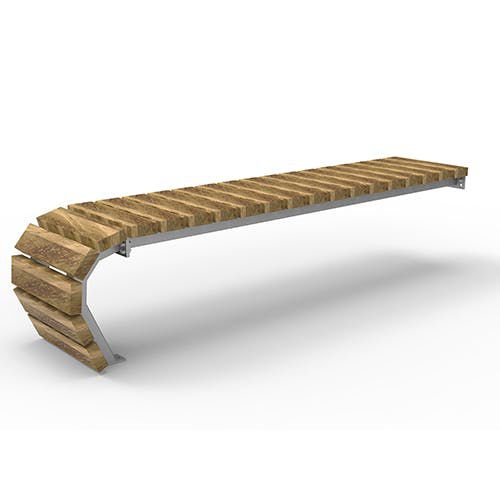 Banc contemporain - Olympia Luna Flow 5510431 - ERLAU - en iroko / en bambou / en acier galvanisé
