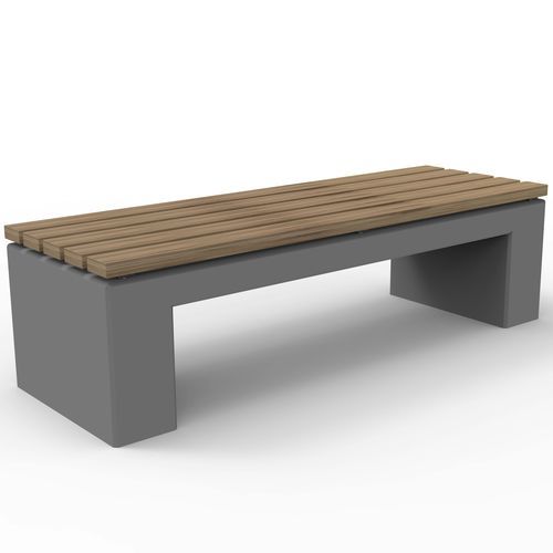 Banc public contemporain - Urbano Cubo 5008491 - ERLAU - en iroko / en bambou / en béton