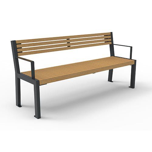 Banc contemporain - 5497333 - ERLAU - en iroko / en bambou / en acier galvanisé
