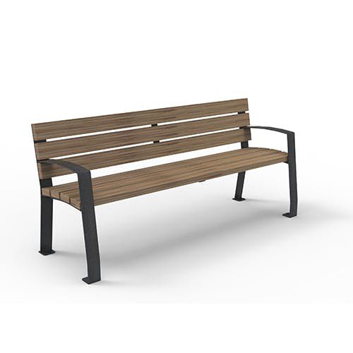 Banc contemporain - 5529539 - ERLAU - en iroko / en bambou / en acier galvanisé