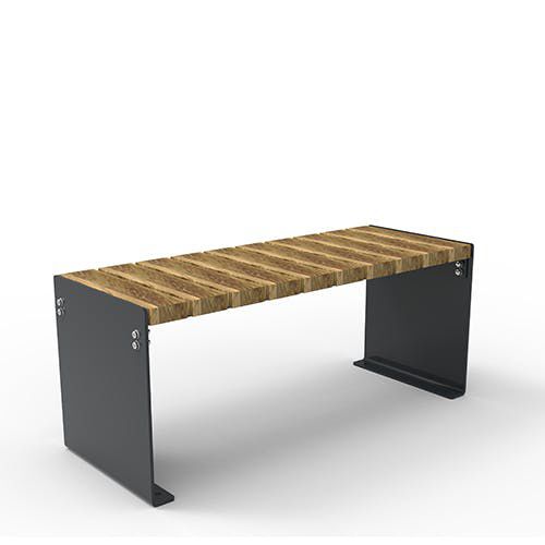 Banc contemporain - Olympia Luna 5500333 - ERLAU - en iroko / en bambou / en acier galvanisé