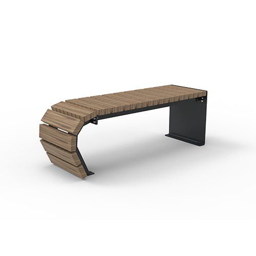 Banc contemporain - Olympia Luna Flow 5509133 - ERLAU - en iroko / en bambou / en acier galvanisé