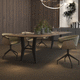 table de réunion contemporaine / en bois / avec piètement en métal / rectangulaire