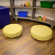 pouf contemporain / en tissu / rond / tapissé