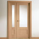 porte d'intérieur / en bois / battante / semi-vitrée