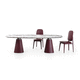 table à manger contemporaine / en marbre / avec piètement en cuir / rectangulaire