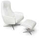 fauteuil design scandinave / en tissu / en cuir / avec repose-pieds