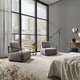 fauteuil contemporain / en tissu / en bois / gris