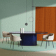 table à manger contemporaine / en MDF laqué / avec piètement en MDF laqué / avec piètement en acier