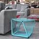 table d'appoint contemporaine / en verre trempé / avec piètement en acier / avec piètement en cuir