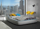 lit double / contemporain / tapissé / en tissu