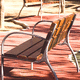 banc public contemporain / en bois / en zinc / avec dossier