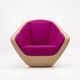 fauteuil contemporain / en tissu / violet / avec accoudoirs