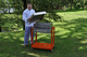 barbecue à charbon / sur roulettes / en acier inoxydable