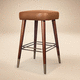 tabouret de bar classique / en cuir / avec piètement en noyer / 4 pieds