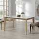 table à manger contemporaine / en bois / en verre / en céramique