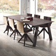 table contemporaine / en céramique / avec piètement en bois / rectangulaire