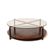 table basse contemporaine / en bois / en verre / ronde