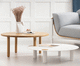table basse contemporaine / en chêne / en aluminium laqué / avec piètement en chêne