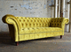 canapé chesterfield / jaune / en velours / 2 places