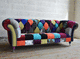 canapé chesterfield / multicolore / en tissu / avec piètement en métal chromé