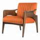 fauteuil contemporain / en tissu / en bois / orange