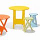 table contemporaine / en bois / ronde / pliante