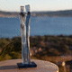 sculpture en cristal / à poser / bleue / contemporaine