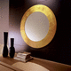 miroir mural / contemporain / rond / doré