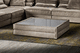 table basse contemporaine / en verre / en bronze / en cuir