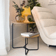 table d'appoint contemporaine / en MDF laqué / en mélaminé / avec piètement en métal