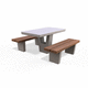table de pique-nique contemporaine / en terrazzo / avec piètement en béton / rectangulaire