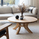 table basse contemporaine / en chêne / avec piètement en laiton / avec piètement en chêne