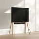 support TV sur pied contemporain / fait main / en acier / en chêne