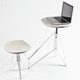 table contemporaine / en bois / en métal / avec piètement en métal