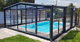 abri de piscine haut / télescopique / en aluminium / en verre