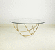 table basse contemporaine / en verre / avec piètement en laiton / ronde